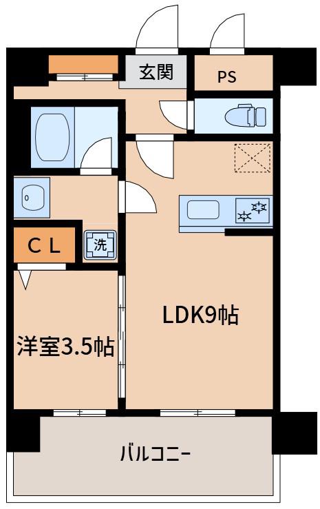 エル・セレーノ新大阪北(1LDK/13階)の間取り写真