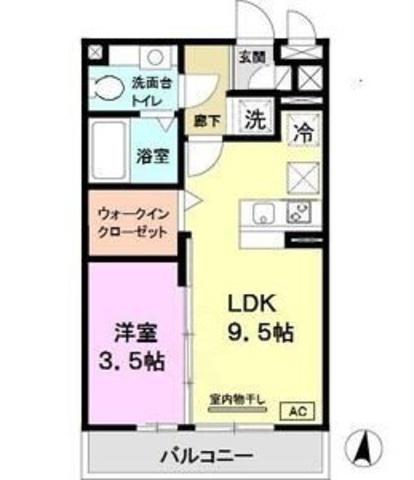 憩ハイツ(1LDK/1階)の間取り写真