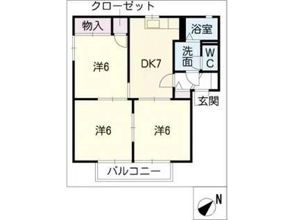 パル A(3DK/1階)の間取り写真