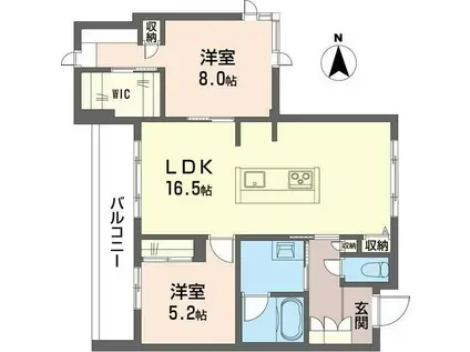 ルミチェーロ(2LDK/4階)の間取り写真
