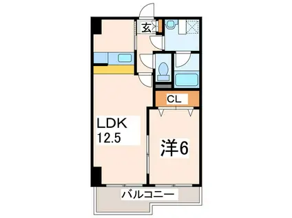 アネックスM1(1LDK/6階)の間取り写真
