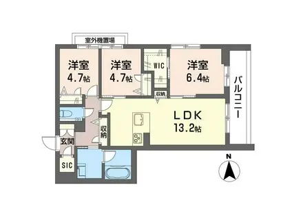 ルーエ清瀬(3LDK/2階)の間取り写真