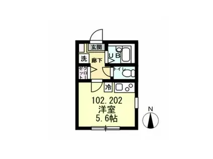 BEACH LAGOON杉田(1K/2階)の間取り写真