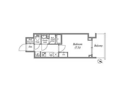 GENOVIA神戸湊川公園(1K/12階)の間取り写真