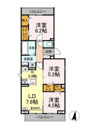 メゾン シャルム(3LDK/2階)の間取り写真