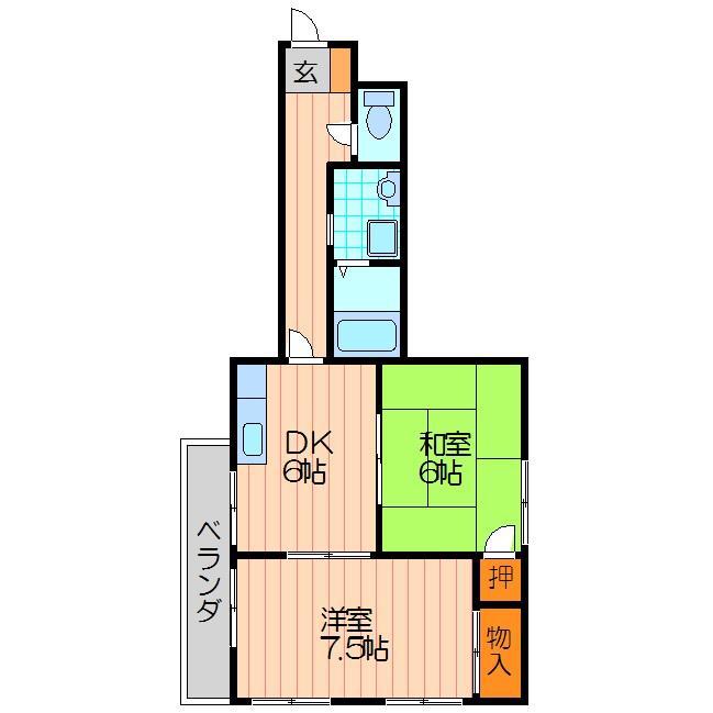三晃アスク大久保マンション(2DK/3階)の間取り写真