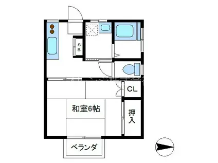 ハイム長谷川(1K/2階)の間取り写真