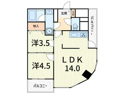 ライオンズプラザ青砥(2LDK/5階)の間取り写真