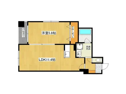 グランドスカイ上之園(1LDK/5階)の間取り写真