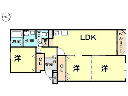 満池谷マンション(3LDK/2階)の間取り写真