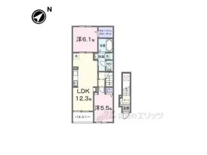 GREENAWAYⅡ(2LDK/2階)の間取り写真