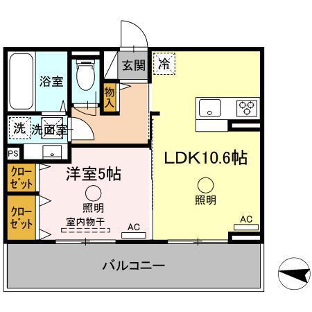 D-ROOM出水(1LDK/2階)の間取り写真