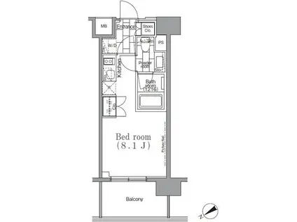 パークハビオ目黒リバーサイド(ワンルーム/2階)の間取り写真
