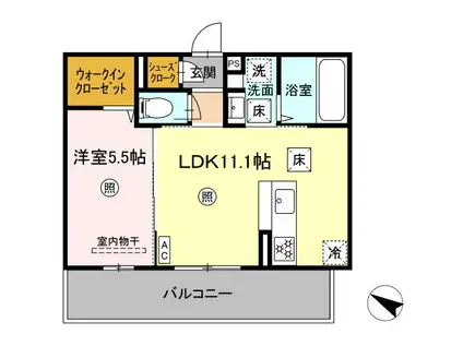 パーチェ御幸(1LDK/1階)の間取り写真
