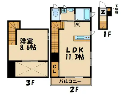 サンライズ西つつじヶ丘(ワンルーム/2階)の間取り写真