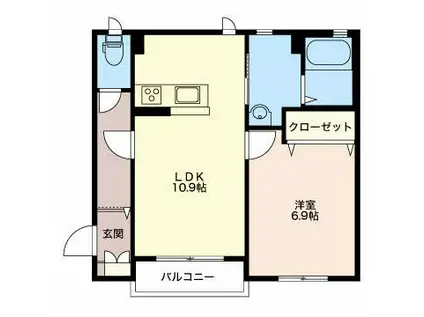 ＩＲいしかわ鉄道 能美根上駅 徒歩12分 2階建 築15年(1LDK/1階)の間取り写真