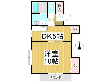 ホシバコーポ(1DK/1階)の間取り写真