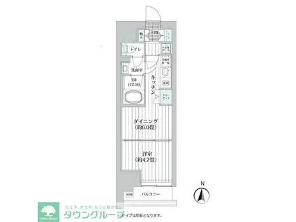 ライオンズフォーシア清澄白河(1DK/6階)の間取り写真