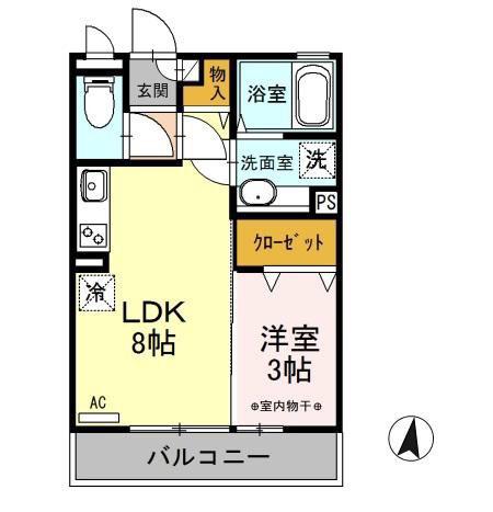 マリオーネ八千代(1LDK/2階)の間取り写真