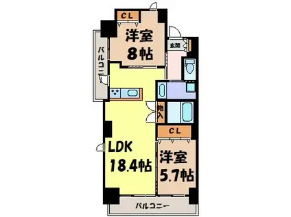 白壁リンクス(2LDK/2階)の間取り写真