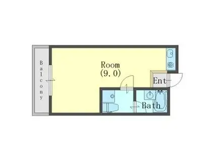 ヴィラ岡山手(ワンルーム/1階)の間取り写真