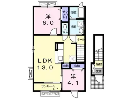 シェーネ(2LDK/2階)の間取り写真