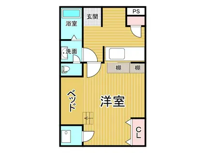 ハイデンス和泉(1K/2階)の間取り写真