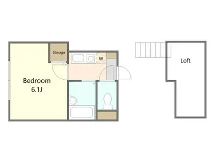 ユイットA(1K/2階)の間取り写真