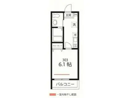 ハーミットクラブハウスピュアプレズ(1K/3階)の間取り写真