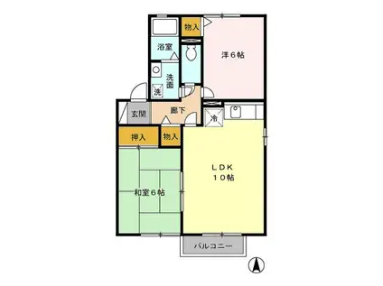 タウンホーム楓・葵(2LDK/1階)の間取り写真