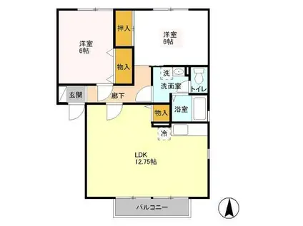 リヴェールフジB(2LDK/2階)の間取り写真