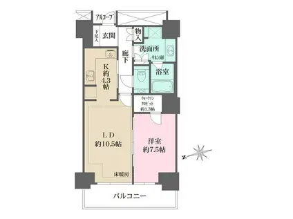 W COMFORT TOWERS ウエスト(1LDK/13階)の間取り写真