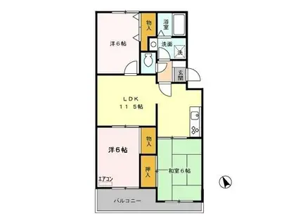 ヴァンベール神山Ⅰ(3LDK/1階)の間取り写真