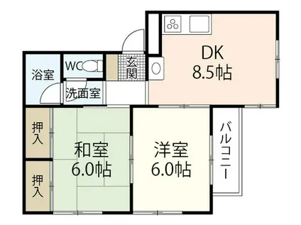 向洋細川ビル(2DK/3階)の間取り写真