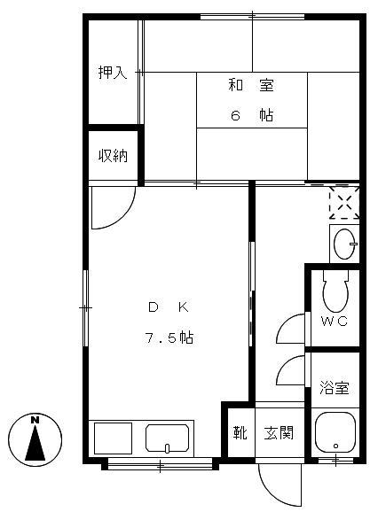 丸木荘(1DK/2階)の間取り写真