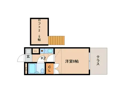 フラッツ南紀寺(1K/1階)の間取り写真