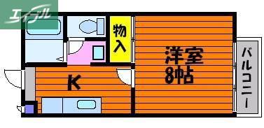 GB奥田(1K/2階)の間取り写真