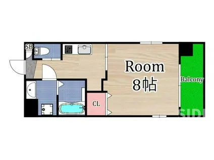 フォレストガーデン蒲生III(1K/8階)の間取り写真