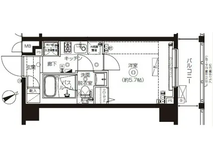 ZOOM上板橋(1K/7階)の間取り写真