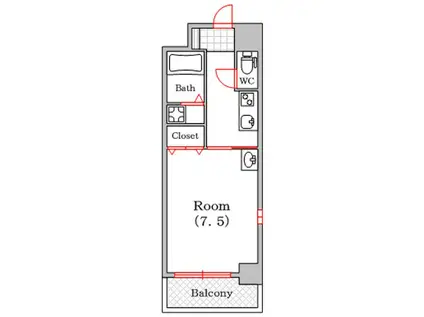 ブルービー桜川駅前(1K/5階)の間取り写真