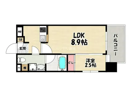 グランフォーレプライム天神東(1LDK/7階)の間取り写真