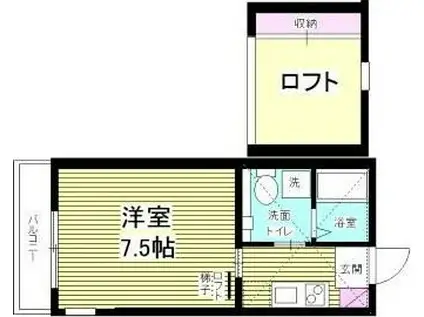 パークテラスあざみ野(1K/1階)の間取り写真