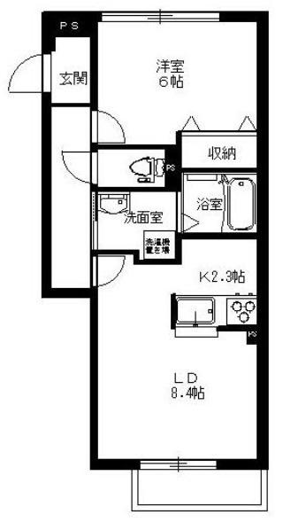 フィカーサ堀ノ内(1LDK/1階)の間取り写真