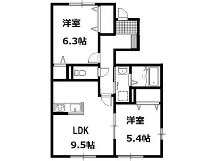 アムール(2DK/1階)の間取り写真