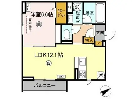 ユウ・エトワール(1LDK/2階)の間取り写真