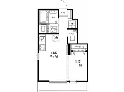 CASA SIMPATIA KOGANEI(1LDK/1階)の間取り写真