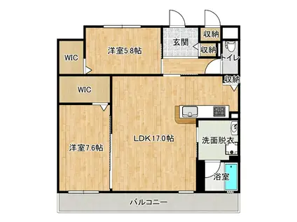 PARQUENTE(2LDK/3階)の間取り写真