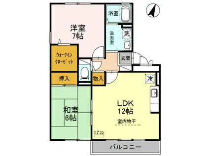 ブランドール横川(2LDK/2階)の間取り写真