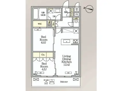 ミレーネ滝野川(2LDK/5階)の間取り写真