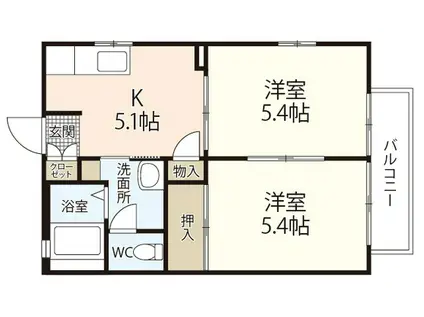 フレグランス高須(2K/2階)の間取り写真